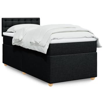vidaXL Boxspring met matras stof zwart Single, Verzenden, Nieuw