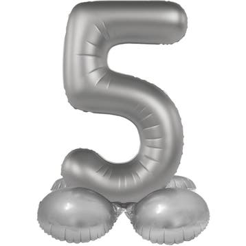 5 Jaar Cijfer Ballon Zilver 41cm, Verzenden, Nieuw