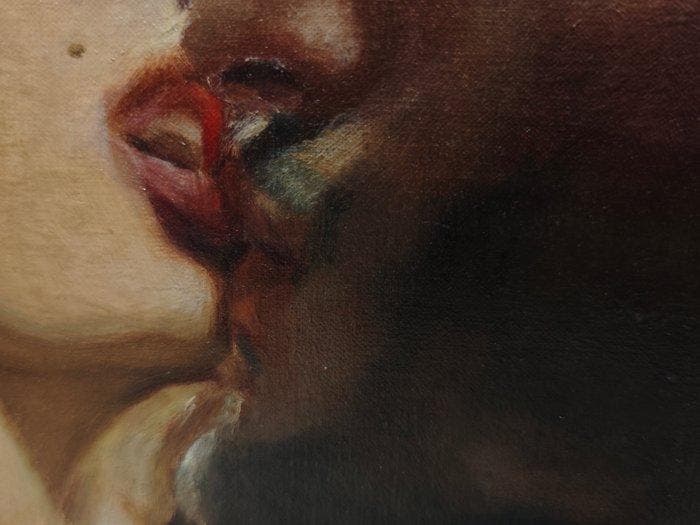 Natela Krutii (XX) - El Beso, Antiquités & Art, Art | Peinture | Moderne
