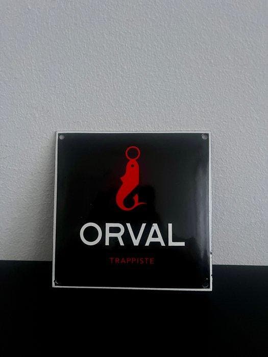 Orval Trappiste reclamebord – emaille – bier reclame – zwart, Antiek en Kunst, Antiek | Wandborden en Tegels