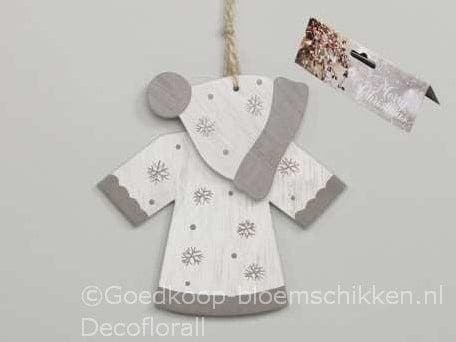 Hangers houten muts en wintertrui Wit Grijs set van 2 stuks, Huis en Inrichting, Woonaccessoires | Kunstplanten en Kunstbloemen