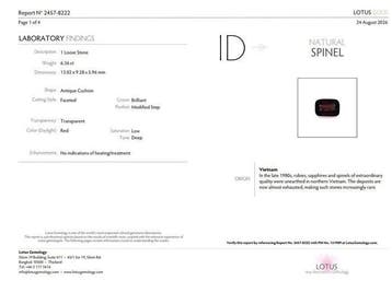 1 pcs Rood Spinel - 6.36 ct - Lotus Gemology - Oorsprong, Nieuw
