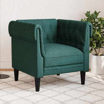 vidaXL Fauteuil Chesterfield-stijl stof donkergroen, Verzenden, Nieuw