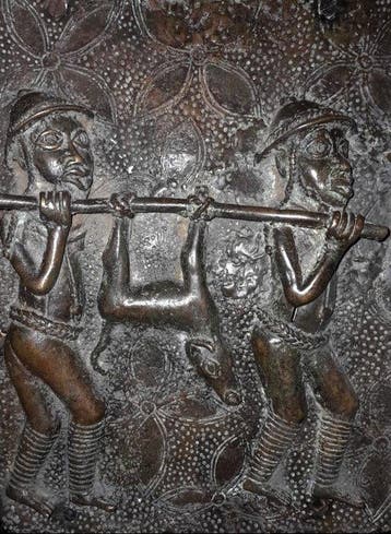 Bronzen plaat – Terugkeer van de Koninklijke Jacht - Benin