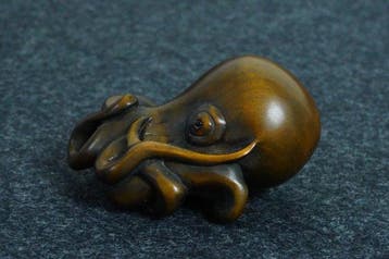 Gesigneerd Ishikawa boxhout octopus netsuke - Hout, Bukshout