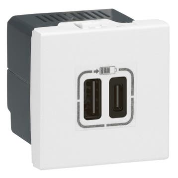 Legrand Mozaïek USB-lader Type A+C 2 Module Wit - 077592, Verzenden, Nieuw