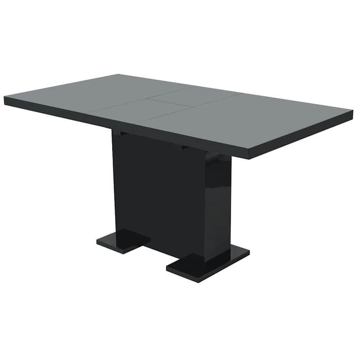vidaXL Eettafel uitschuifbaar hoogglans zwart, Huis en Inrichting, Tafels | Eettafels, Nieuw, Verzenden