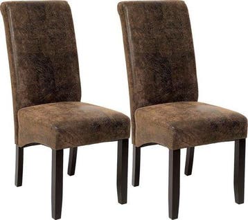 2dekans | tectake® - Eetkamerstoelen - 2 stuks - suede, Huis en Inrichting, Stoelen, Ophalen of Verzenden, Nieuw