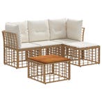 vidaXL Buiten bank set 5 pcs Natuurlijk en Crème Wit, Tuin en Terras, Verzenden, Nieuw