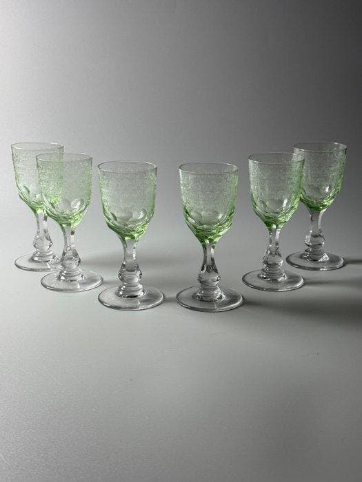 Val Saint Lambert, Herbatte - Verre à porto (6) - fin du, Antiquités & Art, Antiquités | Verre & Cristal