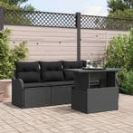 vidaXL Tuinbank Set met kussen 5 pcs Zwart Poly rattan, Verzenden