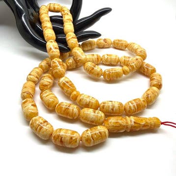 Chapelet en ambre baltique motif tigre, tesbih (perles de, Antiquités & Art