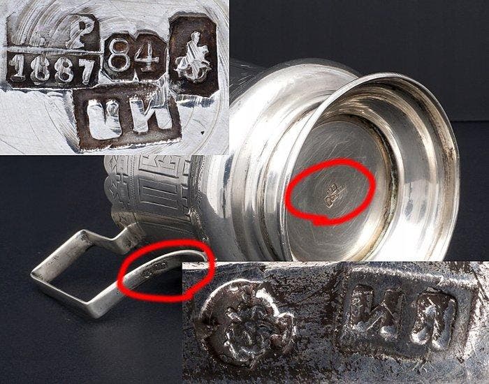 Standaard - Keizerlijk Russisch zilveren glazenhouder, Antiquités & Art, Antiquités | Argent & Or