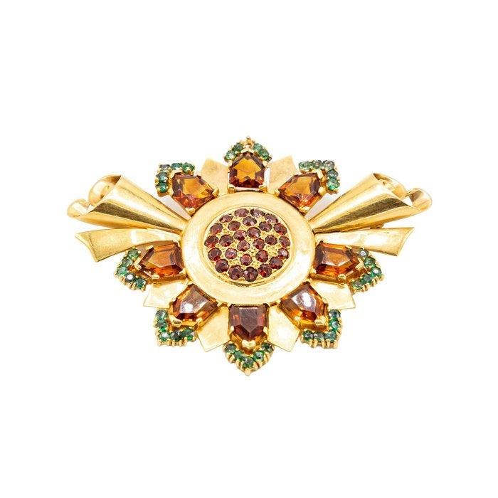 Broche - 18 carats Or jaune, Handtassen en Accessoires, Antieke sieraden