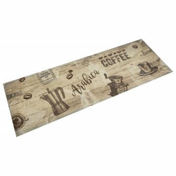 vidaXL Keukenmat wasbaar koffieprint 60x180 cm fluweel bruin, Verzenden, Nieuw