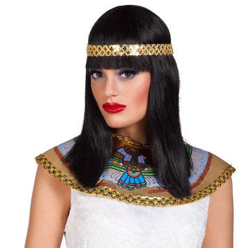 Pruik Cleopatra Met Hoofdband, Hobby en Vrije tijd, Verzenden, Nieuw