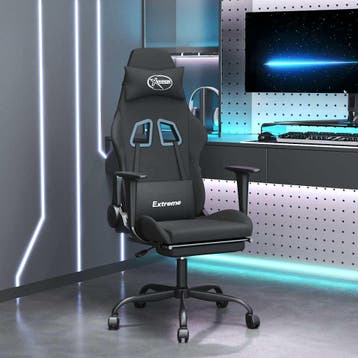 vidaXL Massage gamestoel met voetensteun stof zwart, Huis en Inrichting, Stoelen, Verzenden, Nieuw