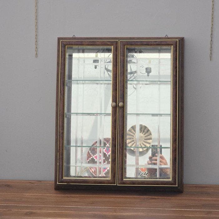 Vitrine - double porte - Bois, Verre - miroir, verre meulé, Antiquités & Art, Curiosités & Brocante