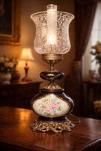 Lamp - Porselein, Glas, Messing - porseleinen tafellamp