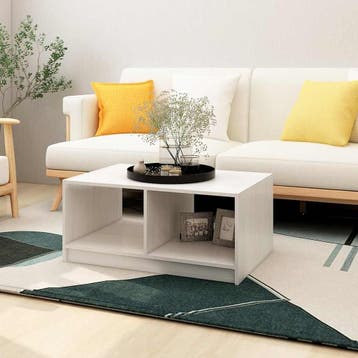 vidaXL Salontafel 75x50x33,5 cm massief grenenhout wit, Maison & Meubles, Verzenden