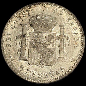 Spanje. Alfonso XIII. 5 Pesetas 1898*98 SGV (Zonder