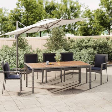 vidaXL Tuintafel met houten blad poly ratten en acaciahout, Tuin en Terras, Verzenden, Nieuw