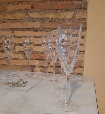 Perrier-Jouët - Emile Gallé - Champagneglas (8) - Glas -, Antiquités & Art