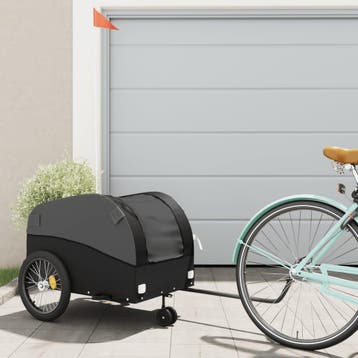 vidaXL Fietstrailer 45 kg ijzer zwart, Verzenden
