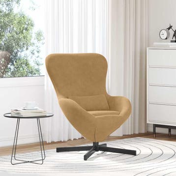 vidaXL Eivormige stoel Bruin 63 x 73 x 90 cm Fluweel, Verzenden