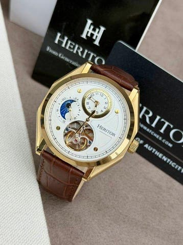 Heritor - Antoni Automatic Open Heart - Gold/Brown - Sans, Handtassen en Accessoires, Nieuw