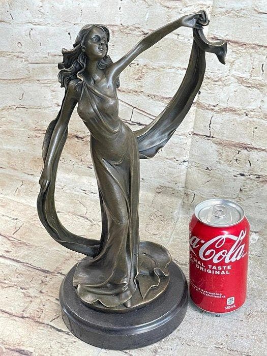 J. Kassin - Beeld, Antique Bronze Ribbon Dancer Sculpture –, Antiquités & Art, Curiosités & Brocante