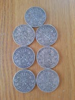 België. Leopold II. 5 Francs 1869/1873 Lot de 7 pièces, Postzegels en Munten