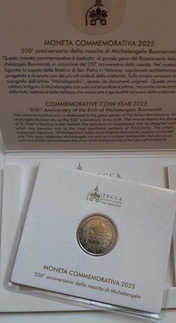 Vaticaan. 2 Euro 2025 Michelangelo (Zonder minimumprijs)