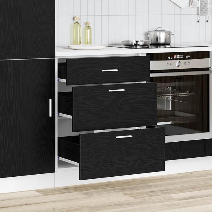 vidaXL Keuken Onderkast Zwart Eiken 60 x 46 x 81,5 cm, Huis en Inrichting, Kasten | Overige, Nieuw, Verzenden