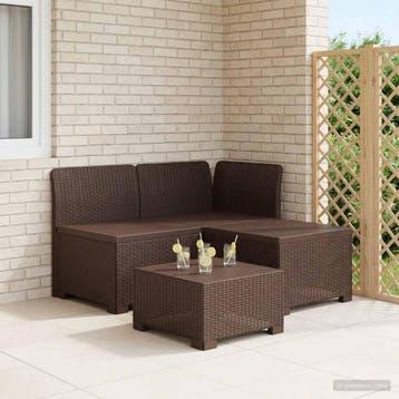 vidaXL 3-Zits Tuin Sofa Rottanlook PP Bruin, Verzenden, Nieuw