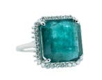 Ring - 14 karaat Witgoud, Green (Zambia) Minor Oil -