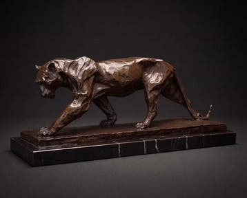 Beeld, Exclusief sculptuur van een panter 52 cm / 12.7 kg -