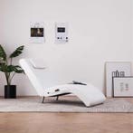 vidaXL Massage chaise longue met kussen kunstleer wit, Verzenden, Nieuw