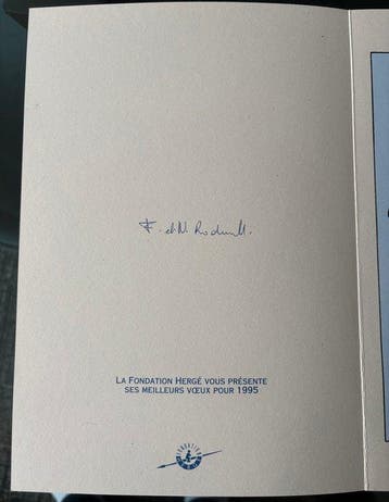 Tintin - 1 Carte de voeux 1995 - signée Fanny et Nick