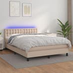 vidaXL Boxspring met matras en LED kunstleer cappuccinokleur, Verzenden, Nieuw