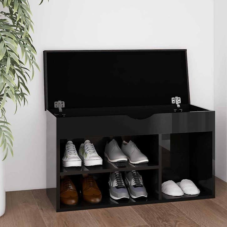 vidaXL Schoenenbank met kussen 80x30x47 cm hout hoogglans, Huis en Inrichting, Kasten | Schoenenkasten, Nieuw, Verzenden