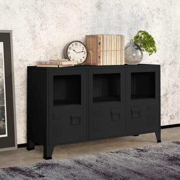 vidaXL Dressoir industrieel 105x35x62 cm metaal en glas, Huis en Inrichting, Kasten | Dressoirs, Verzenden, Nieuw