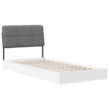 vidaXL Eenpersoonsbed met hoofdbord Wit en Lichtgrijs 100 x, Verzenden