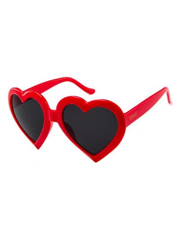 KIMU® Zonnebril Hartjes Groot Rood Montuur Zwarte Glazen Hip, Ophalen of Verzenden, Nieuw, Zwart