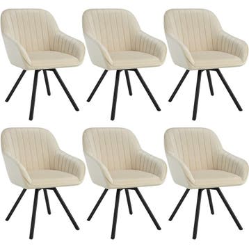 tectake Draaibare fluwelen stoel Snug, gestoffeerd - crème,, Verzenden, Nieuw