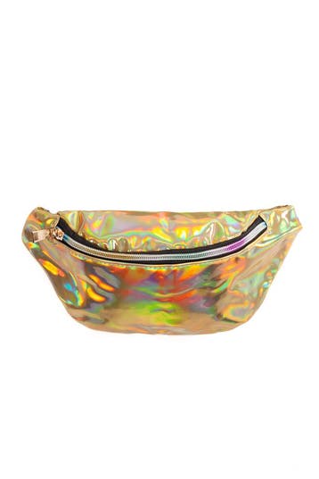 KIMU® Heuptasje Goud Klein Holografisch Iridescent Twee Vakk, Ophalen of Verzenden, Nieuw, Overige kleuren