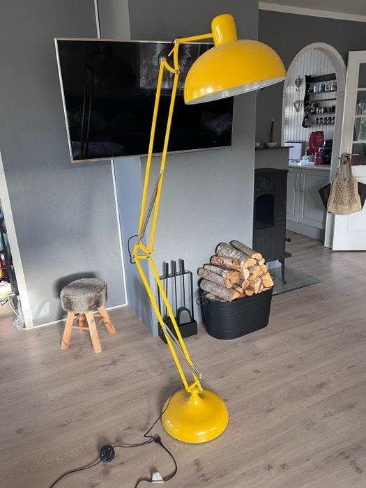 Staande lamp - Staal - 190 cm - Geel, Antiquités & Art, Antiquités | Assiettes décoratives & Carrelages