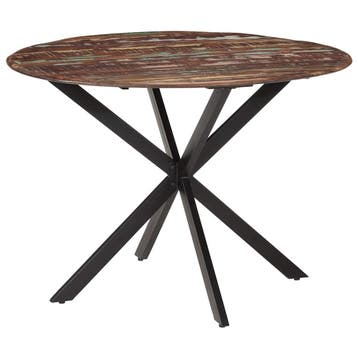 vidaXL Eettafel Ø110x78 cm massief gerecycled hout en staal, Huis en Inrichting, Verzenden, Nieuw