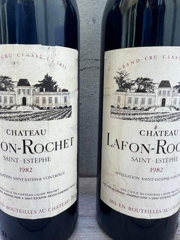 1982 Chateau Lafon-Rochet - Saint-Estèphe - 2 Bouteilles, Verzamelen, Wijnen, Nieuw