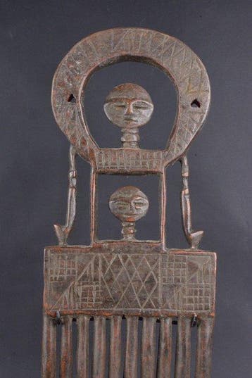 Houten kam op een metalen sokkel - Ashanti - Ghana